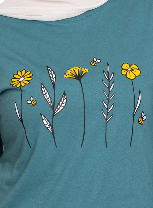 Green Olive Printed Long - Sleeve Design 52 - Khotwh